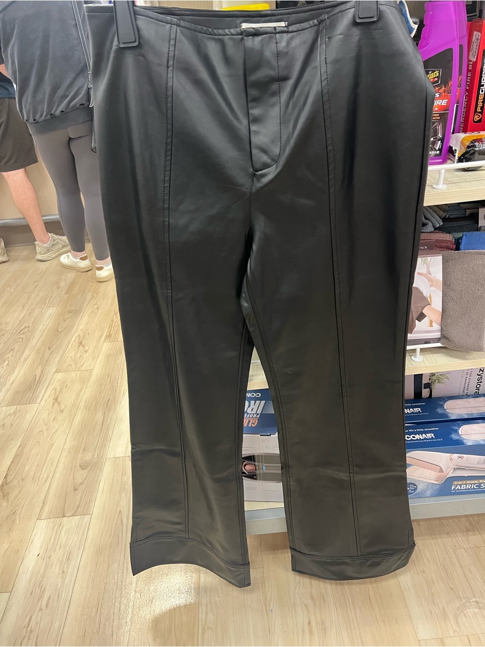 We The Free Black Wide-Leg Faux Leather Pants